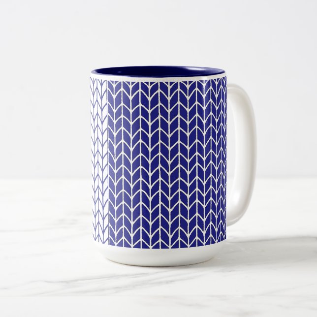 BLUE & WHITE KNIT Navy Two-Tone Mug (Front Right)