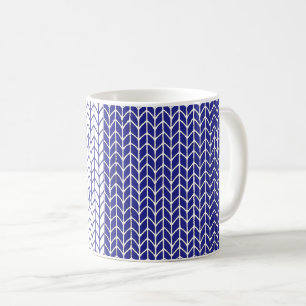 BLUE & WHITE KNIT White Mug
