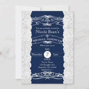 Blue & White Lace BRIDAL SHOWER Invitations