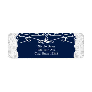 Blue & White Lace Elegant Wedding Address Labels