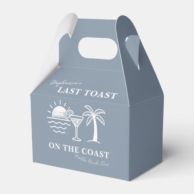 Blue & White Last Toast on the Coast Bachelorette  Favor Box (Front Side)