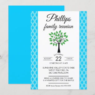 Blue & White Lattice Family Reunion Announcement