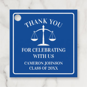 Blue White Law School Custom Graduation Party Favour Tags
