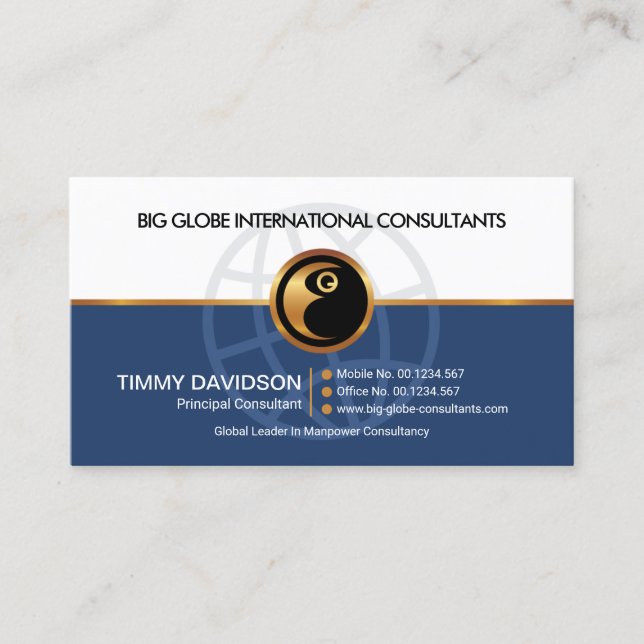 Blue White Layers Gold Line Motivational Trainer Business Card (Front)