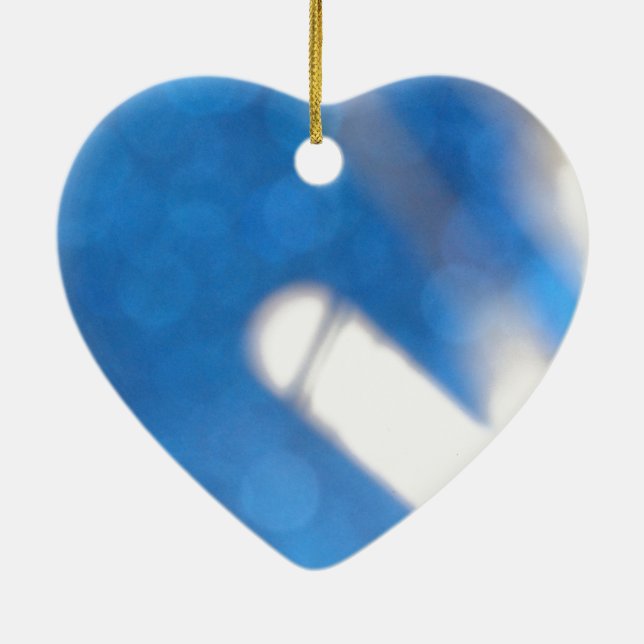 Blue White Light Effects Ceramic Ornament (Back)