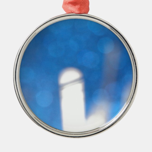 Blue White Light Effects Metal Ornament (Front)