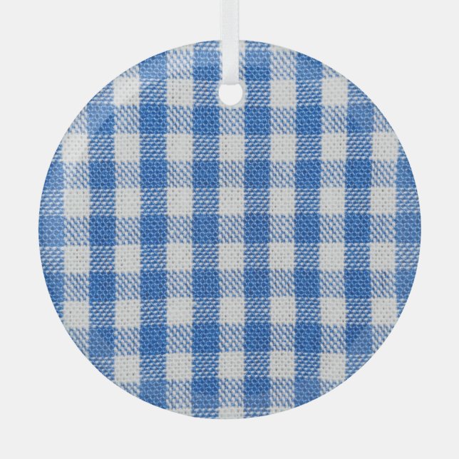 Blue-white lined dining clothes. glass ornament (Front)