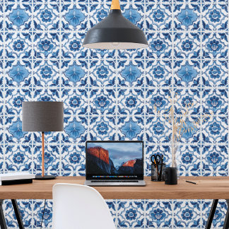 Blue White Littleflorey Delft Tile Wallpaper