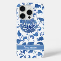 Blue White Lotus Flower Chinese Pottery Pattern