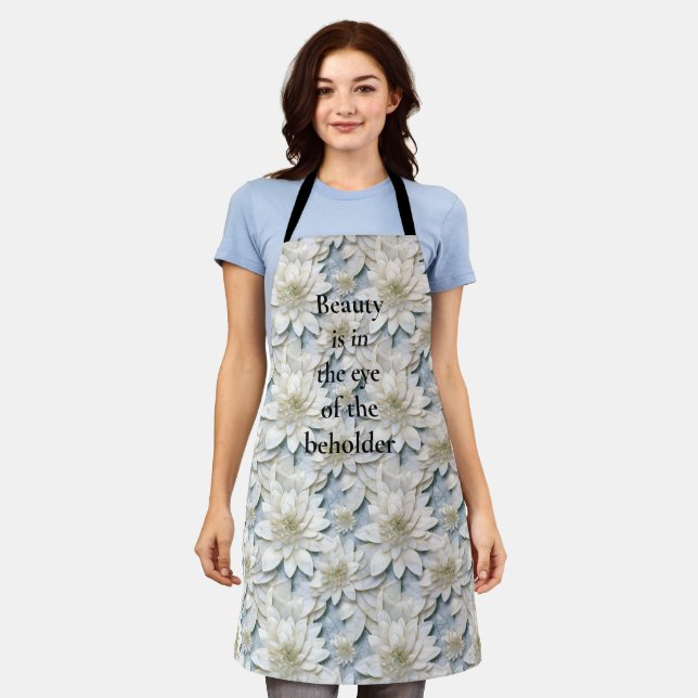 Blue White Lotus Flowers   Apron (Worn)
