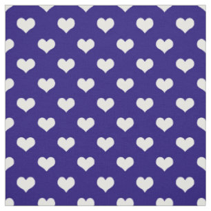 Blue White Love Heart Pattern Design Fabric
