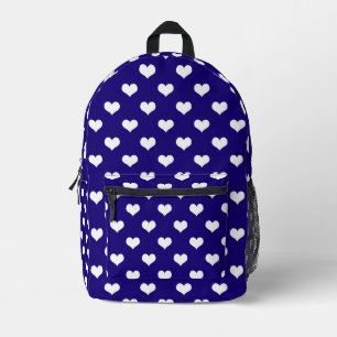 Blue White Love Heart Pattern Design  Printed Backpack