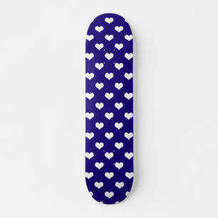 Blue White Love Heart Pattern Design Skateboard