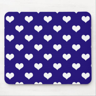 Blue White Lovely Hearts Design Mouse Pad