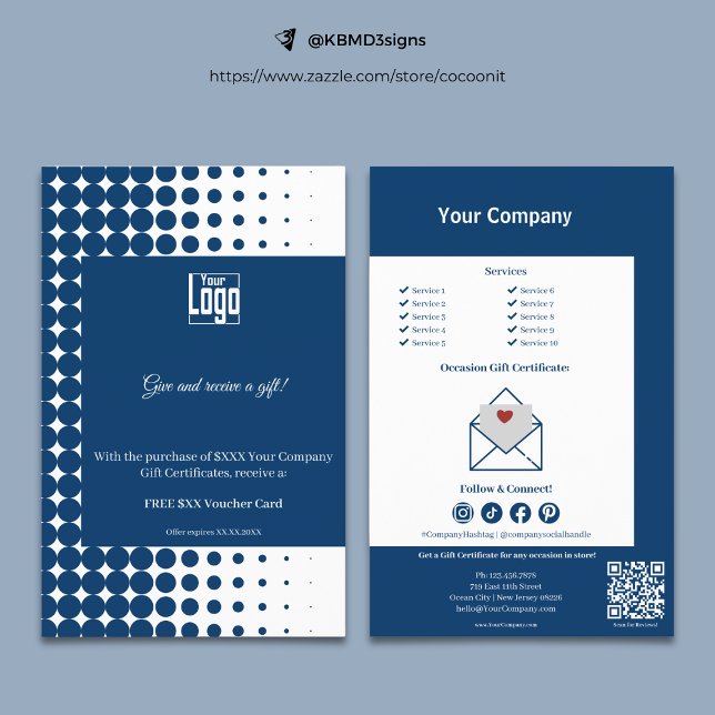 Blue White Loyalty Gift Certificate Promotion Flyer (Blue White Loyalty Gift Certificate Promotion Flyer, Gift Certificate Promo)