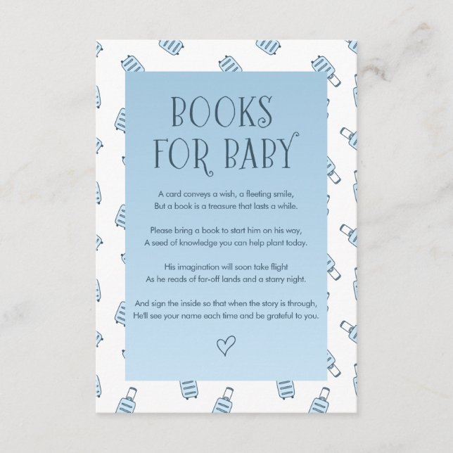 Blue White Luggage Books for Baby Enclosure Card (Front)