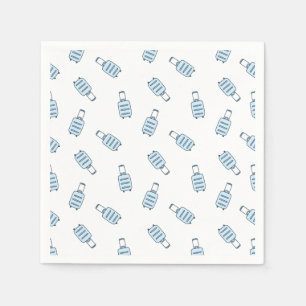 Blue White Luggage Suitcase Seamless Pattern Napkin