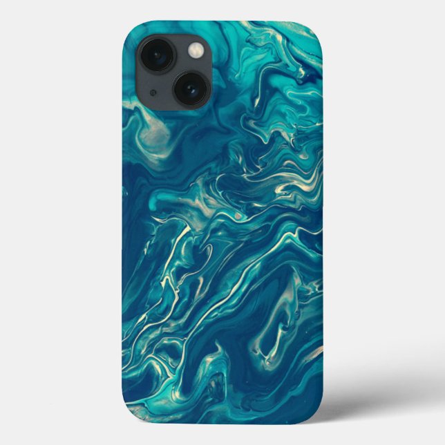 Blue & White Marble Acrylic Abstraction  Case-Mate iPhone Case (Back)