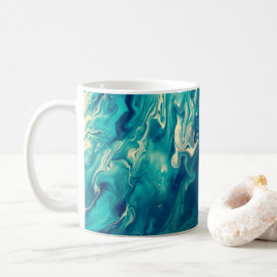 Blue & White Marble Acrylic Abstraction  Coffee Mug
