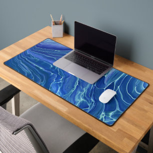 Blue & White Marble Acrylic Abstraction Desk Mat