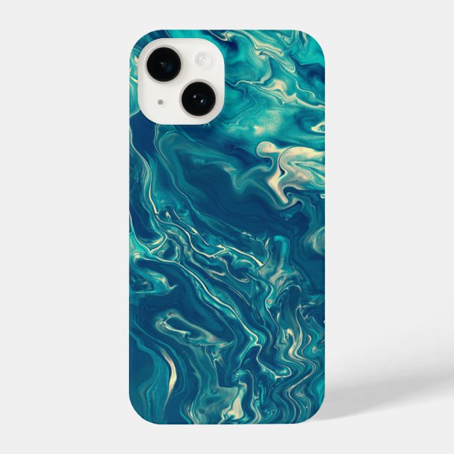 Blue & White Marble Acrylic Abstraction iPhone Case (Back)
