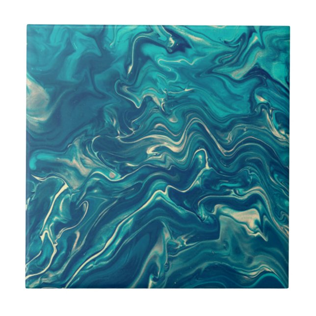 Blue & White Marble Acrylic Abstraction Tile (Front)