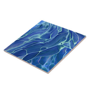 Blue & White Marble Acrylic Abstraction Tile