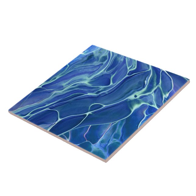Blue & White Marble Acrylic Abstraction Tile (Side)
