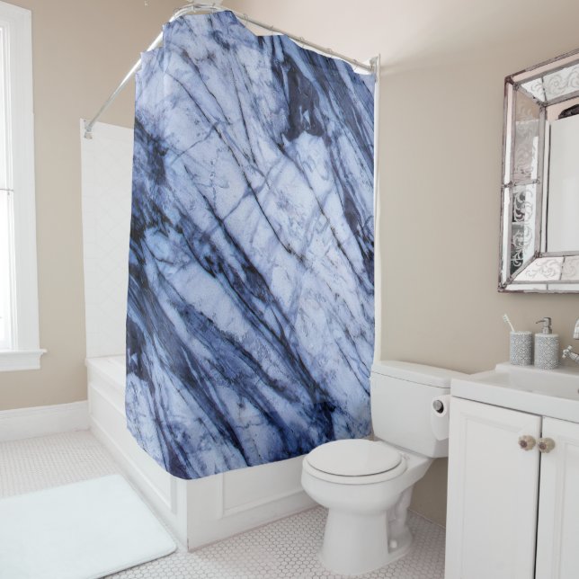 Blue & White Marble Swirl Modern Chic (In Situ)