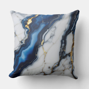 blue white marble texture gold texture pattern lux throw pillow