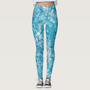 Blue & White Marble Texture Leggings