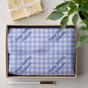 Blue White Matching Patterns Gingham Tissue Paper