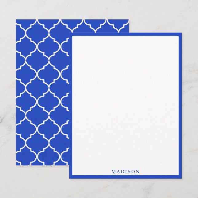 Blue & White Mediterranean Moroccan Pattern Card (Front/Back)