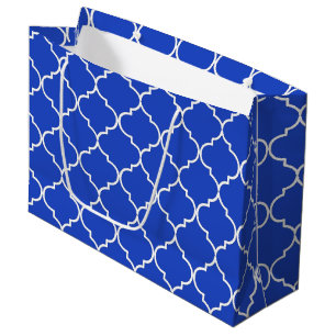 Blue & White Mediterranean Moroccan Pattern Large Gift Bag