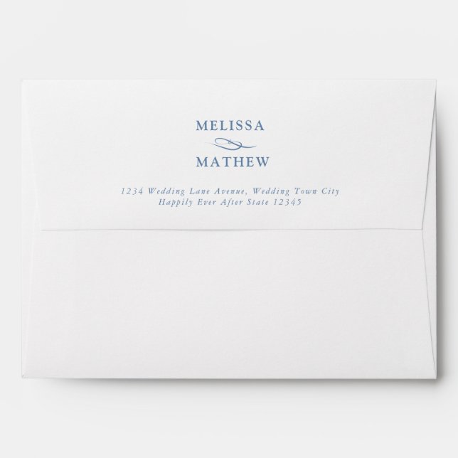 Blue & White Mediterranean Pattern Address Wedding Envelope (Back (Top Flap))