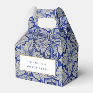 Blue & White Mediterranean Vintage Floral Pattern  Favor Box
