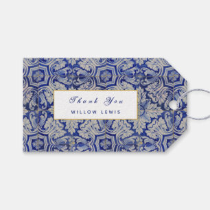 Blue & White Mediterranean Vintage Floral Pattern Gift Tags