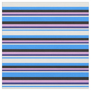 Blue, White, Midnight Blue, Plum & Black Coloured Fabric