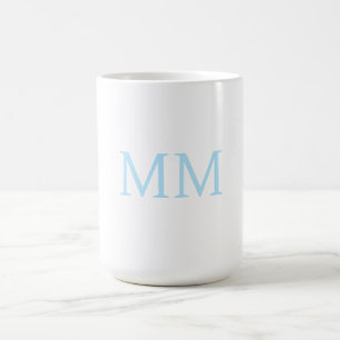 Blue & White Minimalist Professional Monogram Coffee Mug