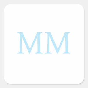 Blue & White Minimalist Professional Monogram Square Sticker