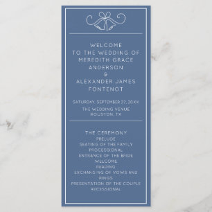 Blue & White Minimalist Wedding Program