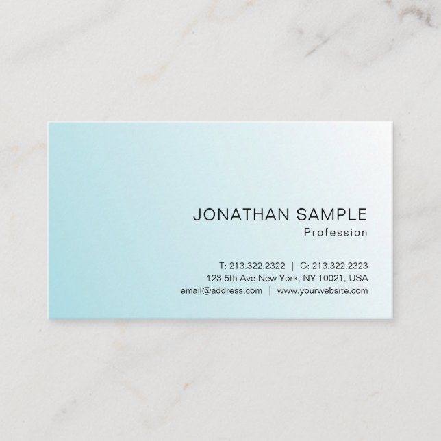 Blue White Modern Elegant Minimalist Template Business Card (Front)