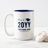 Blue & White | Modern Graduation Gift Custom Mug