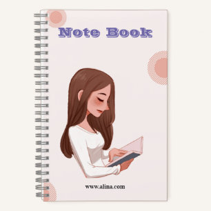 Blue White Modern Luxury 5.5" x 8.5" Spiral Notebook