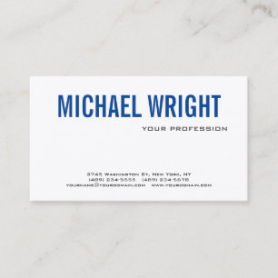 Blue White Modern Plain Simple Premium Silk Business Card