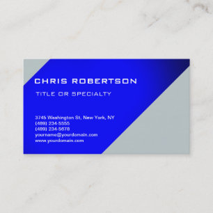 Blue White Modern Simple Plain Business Card