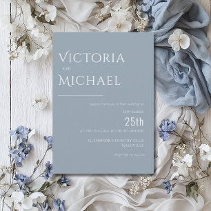 Blue & White Modern Wedding Invitation