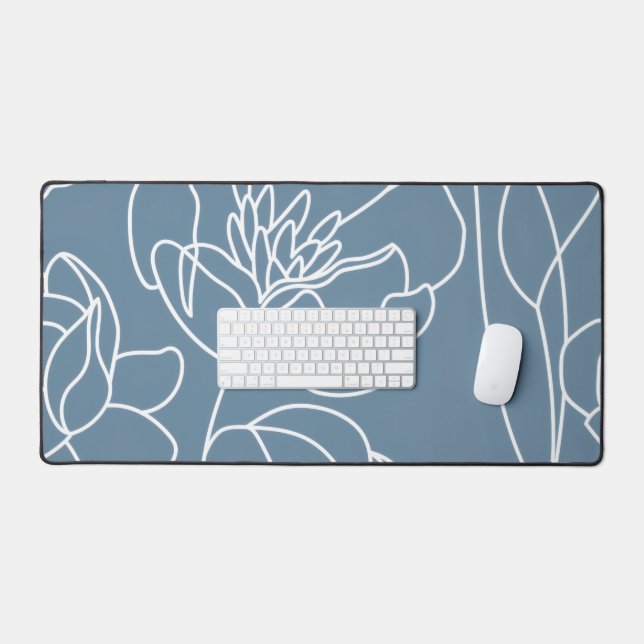 Blue White Modern Wildflower (Clavier et souris)