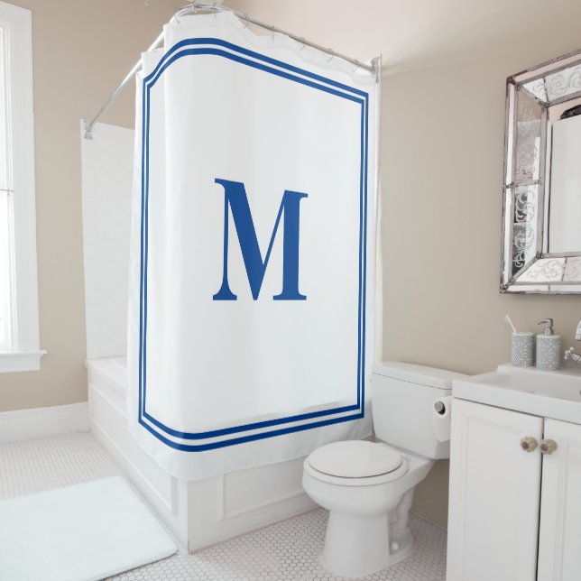 Blue White Monogram Initial Custom Name Elegant (In Situ)