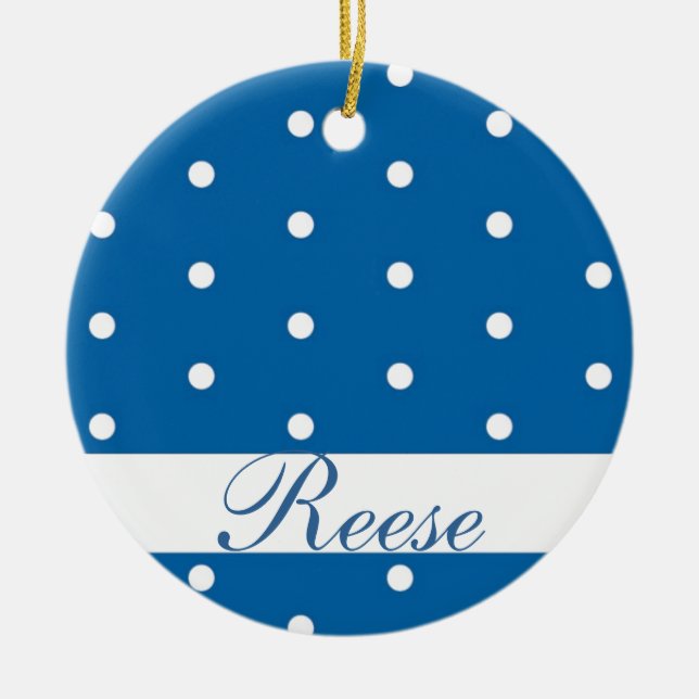 Blue & White Monogram Ornament (Front)